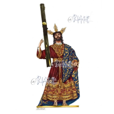Nuestra tienda 17 Jesús de la Victoria de la Hermandad de la Paz, lámina a color de Belartistt.