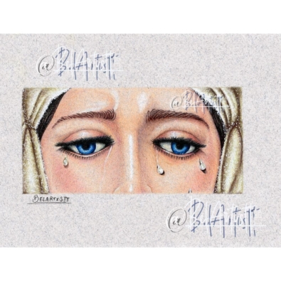 Lámina de la mirada de la Virgen de Consolación, Hermandad de la Sed de Sevilla - Ilustración cofrade de Belartistt para Pedacitos de Pasión.